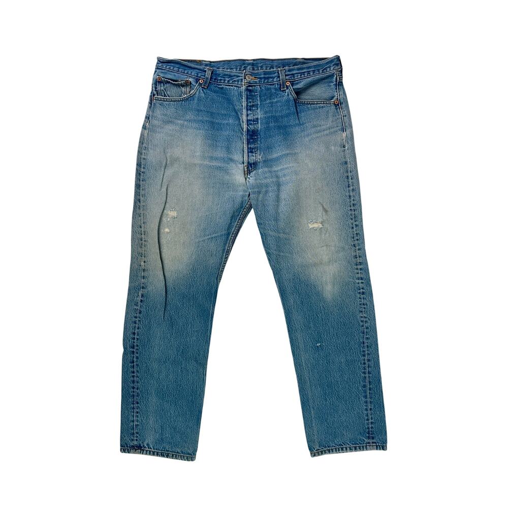 Vintage Levi's 501 Distressed Blue Jeans Men's Sz 42" x 35"